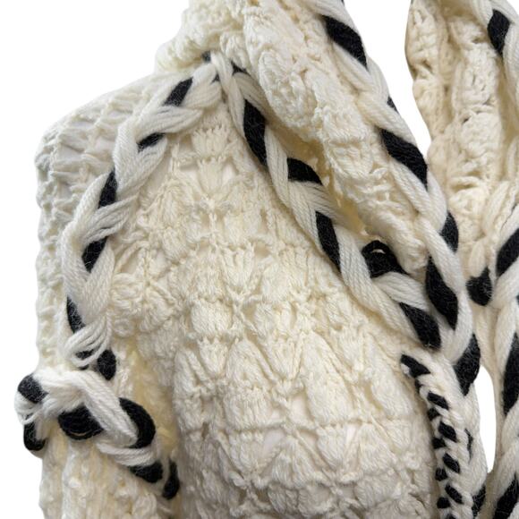 Smythe x Augden Sweater Size XS Long Oversized Open Knit Crochet Alpaca Wool - Picture 6 of 14